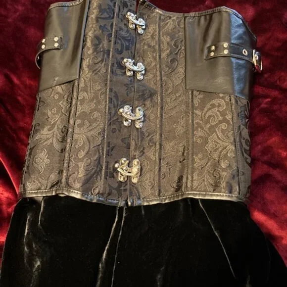 Long layered 2 tiered skirt and black corset Edwardian Ball